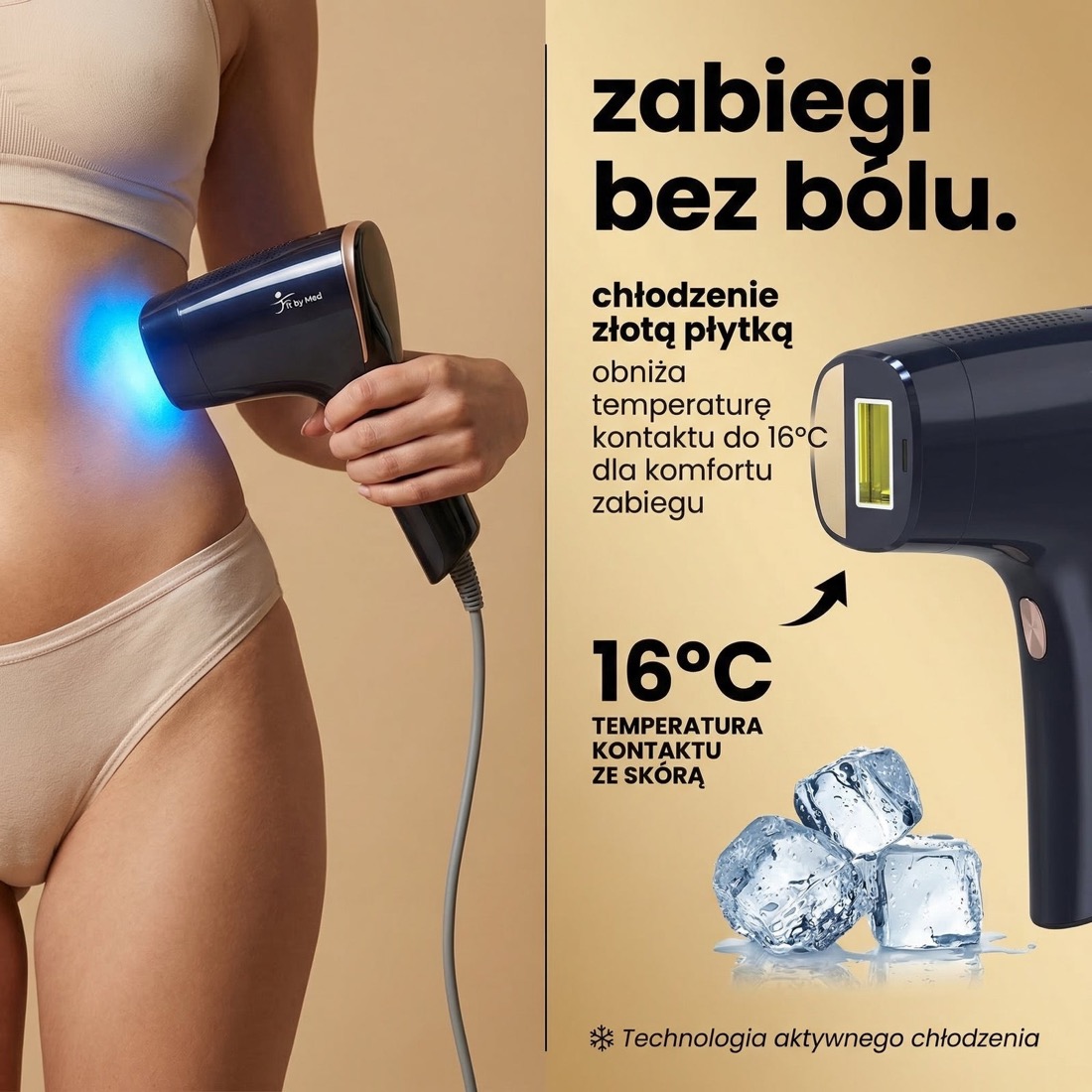 Aktywne chłodzenie Ice Cool podczas zabiegu w strefie bikini