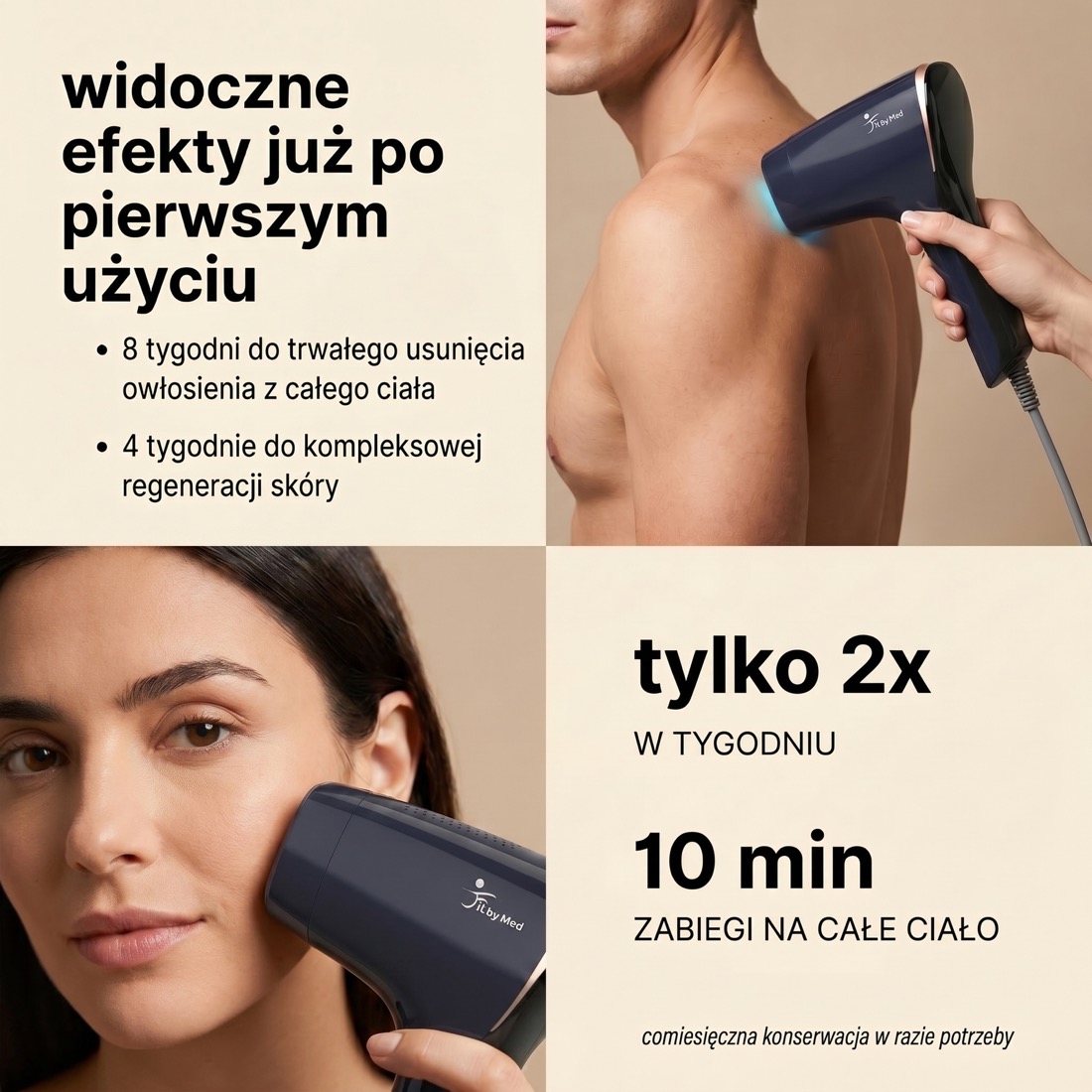 Krótkie, regularne zabiegi — ok. 10 minut na całe ciało